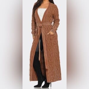 Knit Long Brown Cardigan Sweater – various sizes